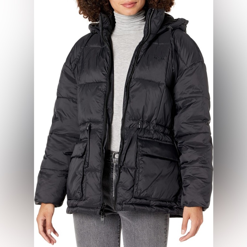 Levi’s Cinched Waist Puffer Quilted Jacket Coat
